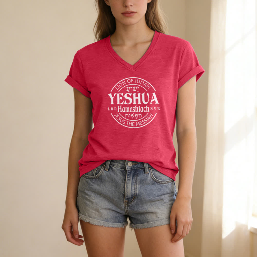 Christianartworkshop Damen-T-Shirt mit Löwenmotiv von Juda und Yeshua, bedruckt, V-Ausschnitt - image 21