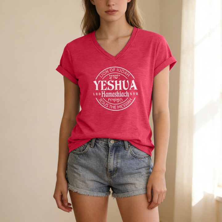 Christianartworkshop Damen-T-Shirt mit Löwenmotiv von Juda und Yeshua, bedruckt, V-Ausschnitt - image 21