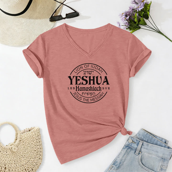 Christianartworkshop Damen-T-Shirt mit Löwenmotiv von Juda und Yeshua, bedruckt, V-Ausschnitt - Hellrosa - 2XL - image 18