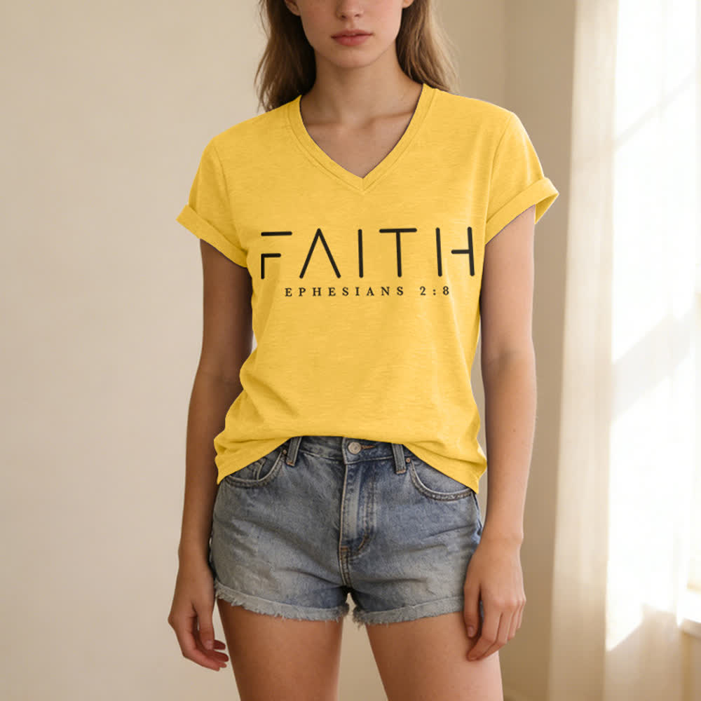 Christianartworkshop Damen-T-Shirt mit Glaubensmotiv und V-Ausschnitt - image 11