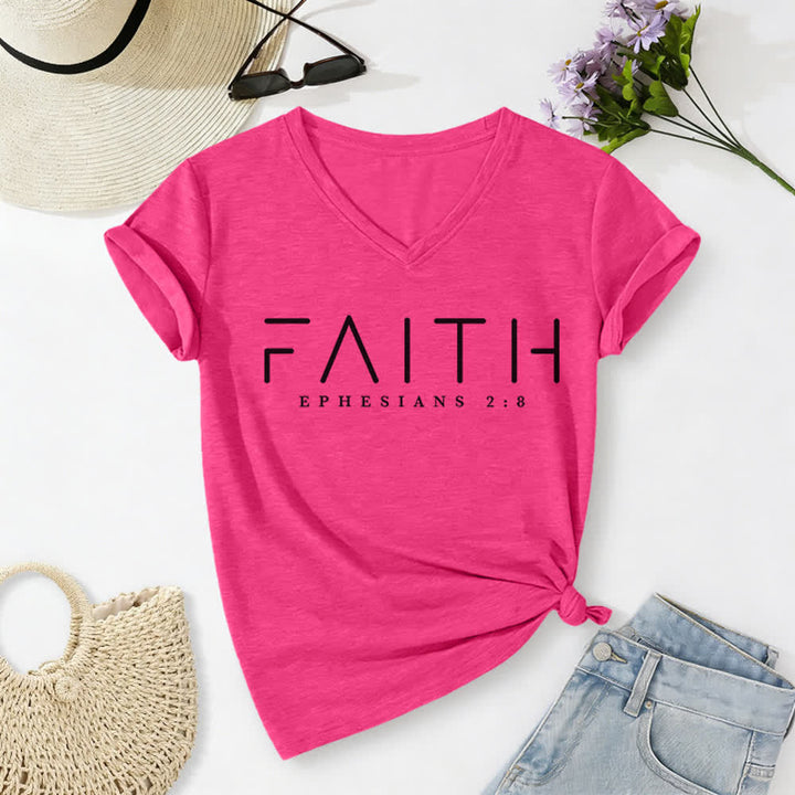 Christianartworkshop Damen-T-Shirt mit Glaubensmotiv und V-Ausschnitt - Rose - 2XL - image 24