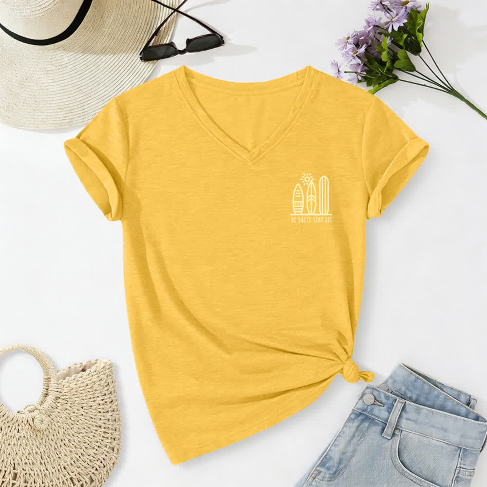 Christianartworkshop Damen Be Salty Stay Lit Bedrucktes Freizeit-T-Shirt mit V-Ausschnitt - image 27
