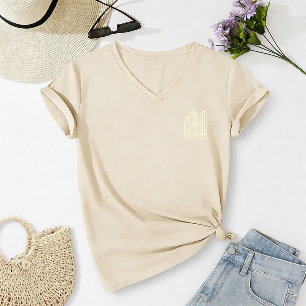Christianartworkshop Damen Be Salty Stay Lit Bedrucktes Freizeit-T-Shirt mit V-Ausschnitt - image 22