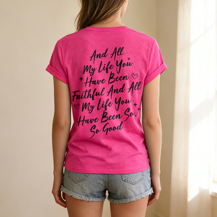 Christianartworkshop Damen-T-Shirt „Ich werde von der Güte Gottes singen“ mit V-Ausschnitt - image 58