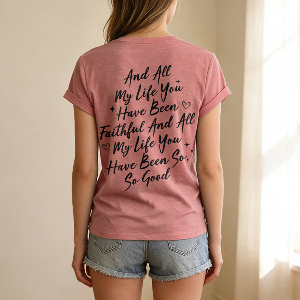 Christianartworkshop Damen-T-Shirt „Ich werde von der Güte Gottes singen“ mit V-Ausschnitt - image 48