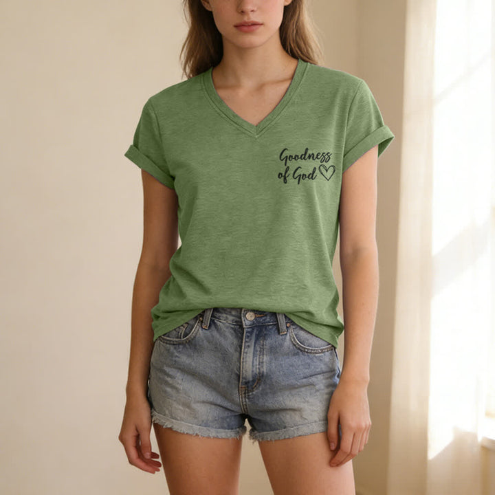 Christianartworkshop Damen-T-Shirt „Ich werde von der Güte Gottes singen“ mit V-Ausschnitt - image 29