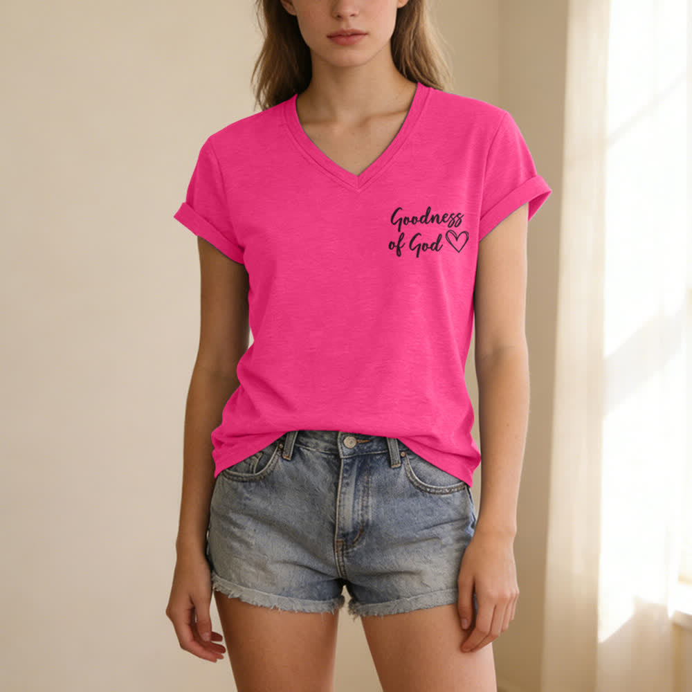 Christianartworkshop Damen-T-Shirt „Ich werde von der Güte Gottes singen“ mit V-Ausschnitt - image 59