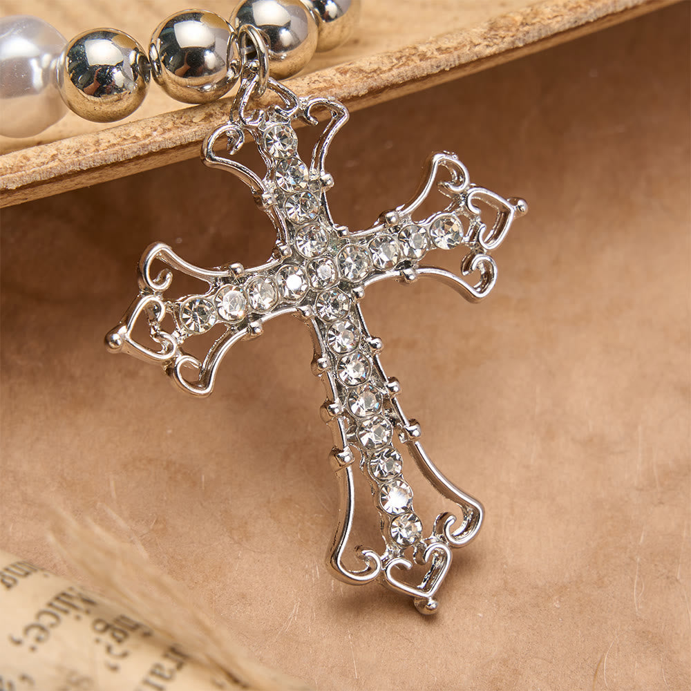 Christianartworkshop Barocke Perlen- und Zirkon-Kreuzkette im gotischen Stil: Ein Symbol des Glaubens und romantischer Hingabe - image 5