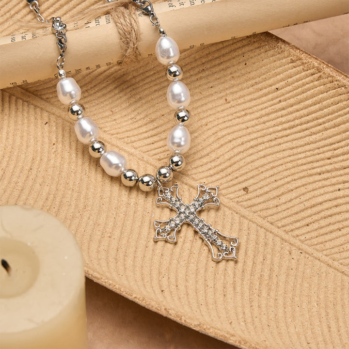 Christianartworkshop Barocke Perlen- und Zirkon-Kreuzkette im gotischen Stil: Ein Symbol des Glaubens und romantischer Hingabe - image 3