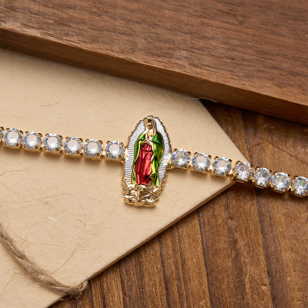 Christianartworkshop Funkelndes Zirkon-Tennisarmband mit Motiven des Heiligen Judas Thaddäus, des Heiligen Benedikt und der Muttergottes: Eine Erinnerung an himmlische Gnade - image 7