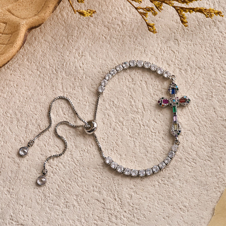 Christianartworkshop Verstellbares Tennisarmband mit farbenfrohem Zirkon-Kreuzanhänger: Ein Symbol lebendigen Glaubens - image 7