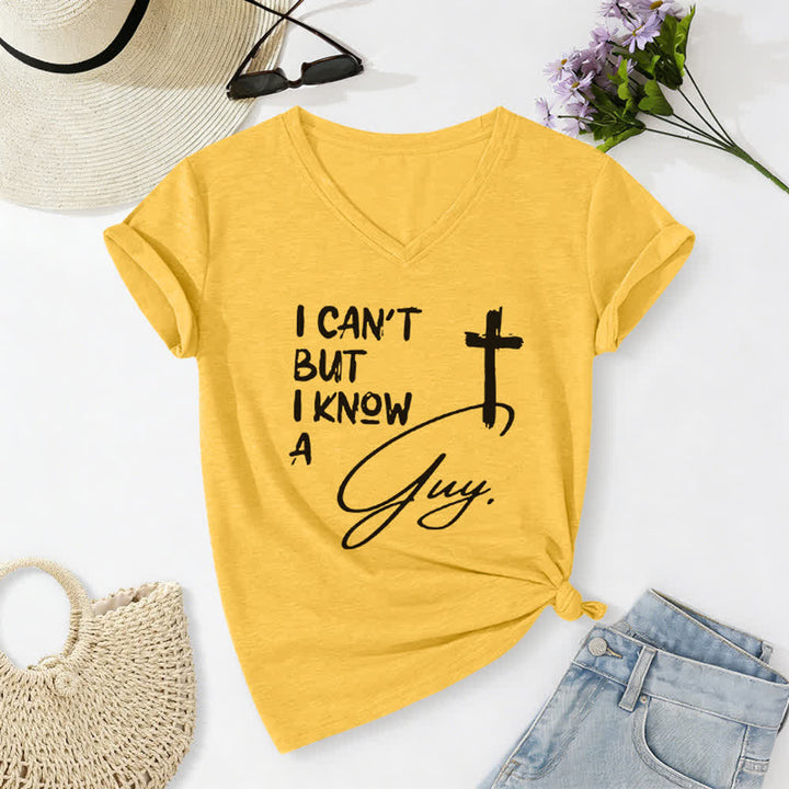 Christianartworkshop „ Ich kann nicht, aber ich kenne einen Kerl“-T-Shirt mit V-Ausschnitt - Gelb - 2XL - image 8