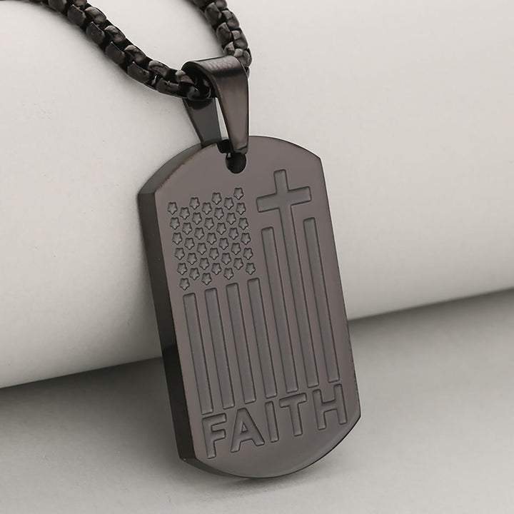 Christianartworkshop Patriotischer Glaubenskreuz-Anhänger mit Boxkette: Eine Erinnerung an göttliche und nationale Gnade - Schwarz - image 5
