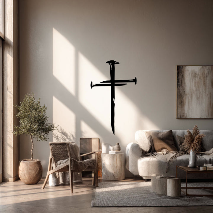 Christianartworkshop Wanddekoration aus Metall mit genageltem Kreuz: Ein Zeugnis der Erlösung und Liebe - image 2