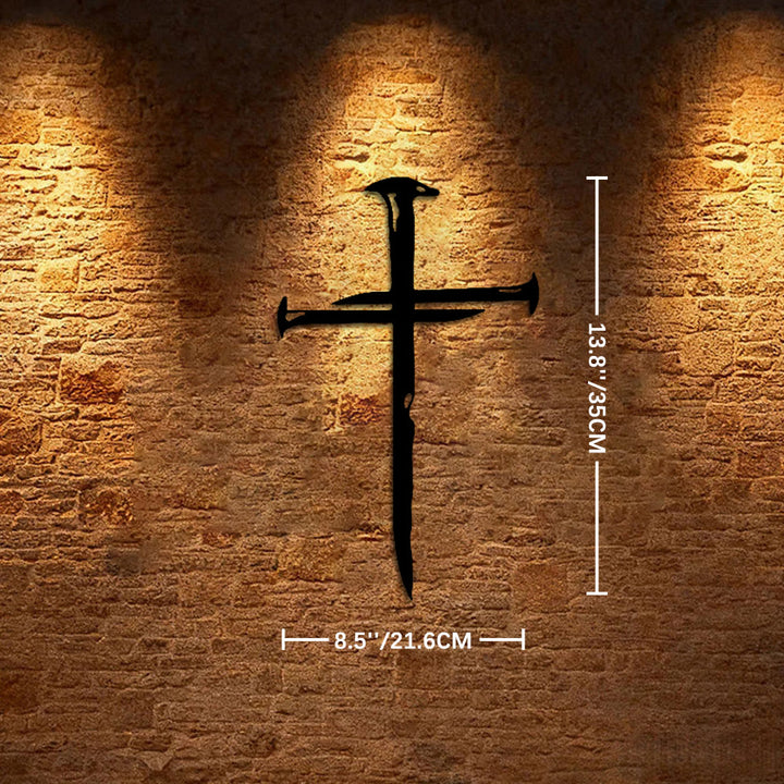Christianartworkshop Wanddekoration aus Metall mit genageltem Kreuz: Ein Zeugnis der Erlösung und Liebe - 8,5''*13,8''*0,04''/21,6 cm*35 cm*0,1 cm - image 6