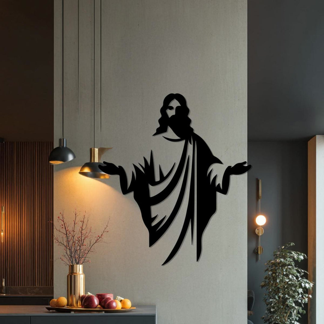 Christianartworkshop Willkommensgruß: Jesus-Silhouette als Wanddekoration aus Metall – Ein Symbol göttlicher Gnade - image 4