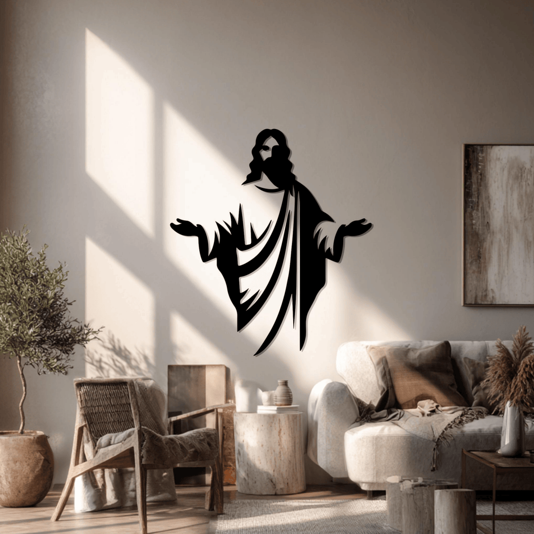 Christianartworkshop Willkommensgruß: Jesus-Silhouette als Wanddekoration aus Metall – Ein Symbol göttlicher Gnade - image 2