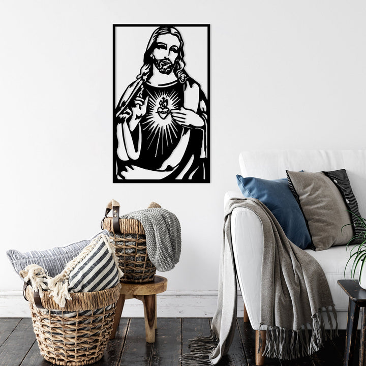 Minimalistisches Wandschild „Heiliges Herz Jesu“ aus Metall von Christianartworkshop : Eine stille Erinnerung an seine zärtliche Barmherzigkeit - image 4
