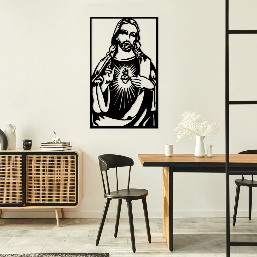 Minimalistisches Wandschild „Heiliges Herz Jesu“ aus Metall von Christianartworkshop : Eine stille Erinnerung an seine zärtliche Barmherzigkeit - image 1