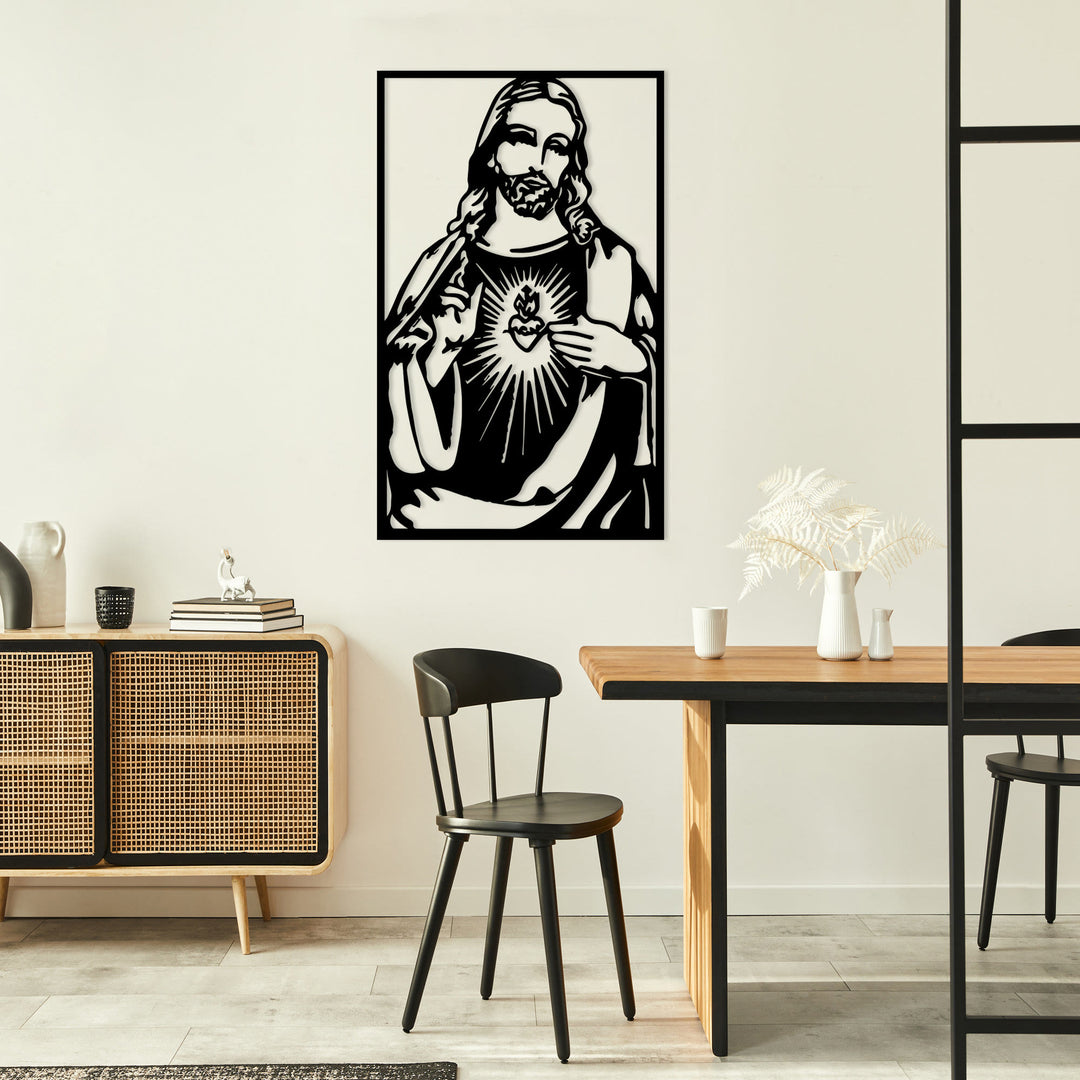 Minimalistisches Wandschild „Heiliges Herz Jesu“ aus Metall von Christianartworkshop : Eine stille Erinnerung an seine zärtliche Barmherzigkeit - image 1