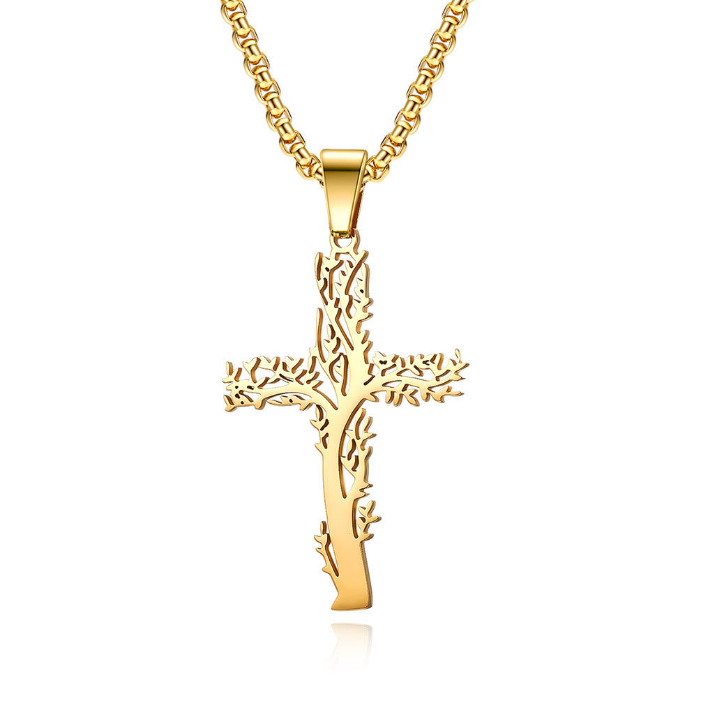 Christianartworkshop Lebensbaum-Kreuzanhänger-Halskette in drei Ausführungen: Ein Symbol für Glaube und Wachstum - Golden - image 2