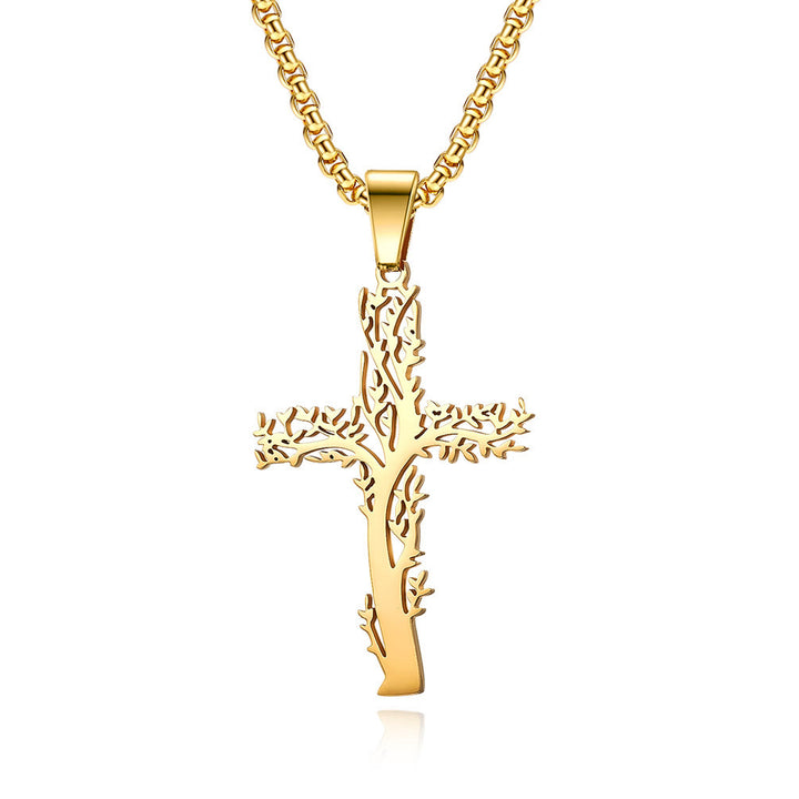 Christianartworkshop Lebensbaum-Kreuzanhänger-Halskette in drei Ausführungen: Ein Symbol für Glaube und Wachstum - Golden - image 2