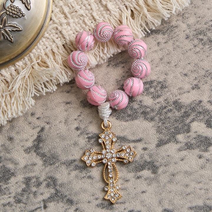 Christianartworkshop Funkelnder rosa Rosenkranz mit Wirbelmuster: Kleine Andacht mit Glanz - image 3