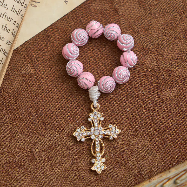 Christianartworkshop Funkelnder rosa Rosenkranz mit Wirbelmuster: Kleine Andacht mit Glanz - image 5