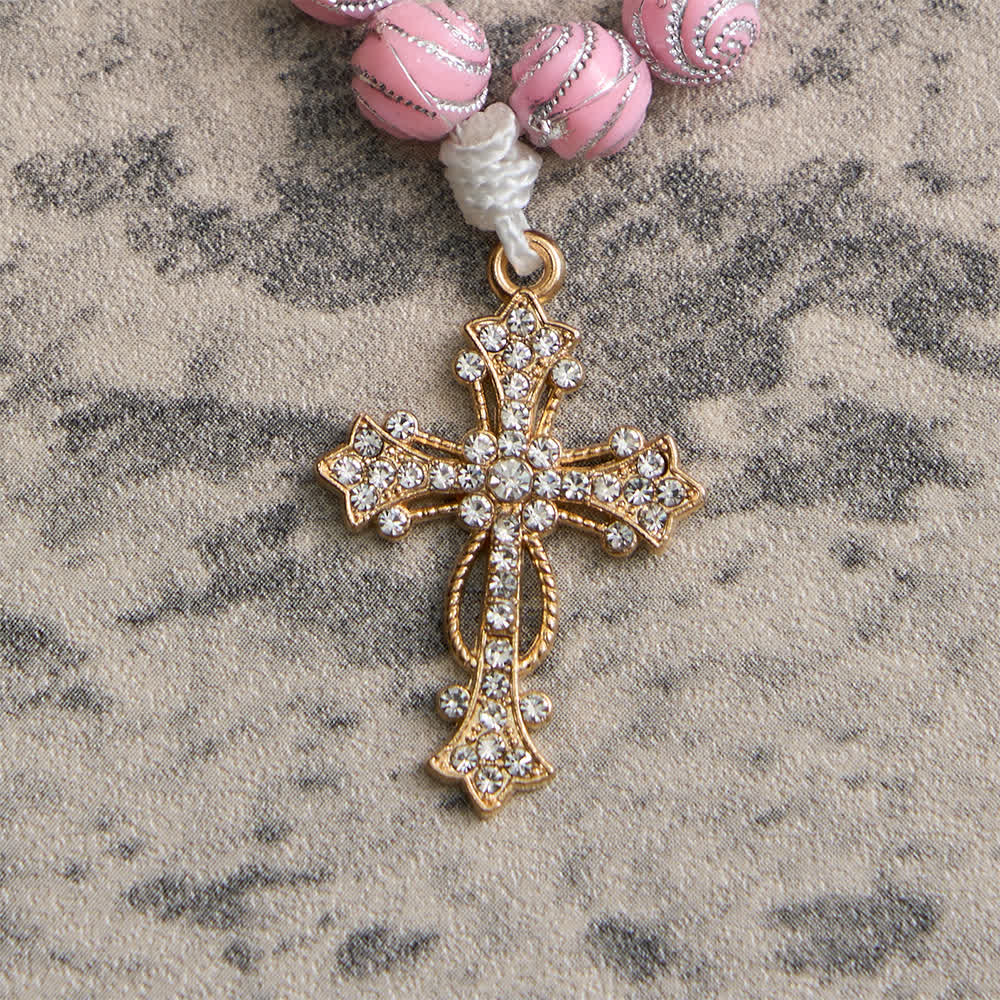 Christianartworkshop Funkelnder rosa Rosenkranz mit Wirbelmuster: Kleine Andacht mit Glanz - image 7