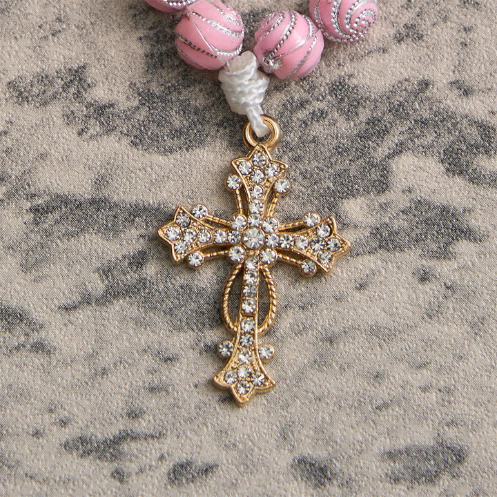 Christianartworkshop Funkelnder rosa Rosenkranz mit Wirbelmuster: Kleine Andacht mit Glanz - image 7