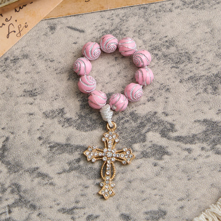 Christianartworkshop Funkelnder rosa Rosenkranz mit Wirbelmuster: Kleine Andacht mit Glanz - image 4