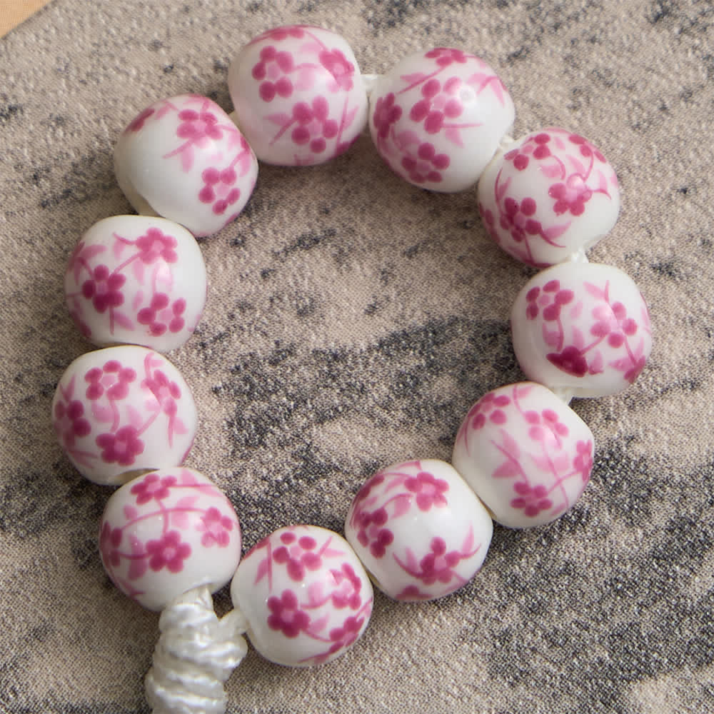 Christianartworkshop Fingerrosenkranz aus rosa Keramik mit Blumenmuster und Kristallkreuz - image 6