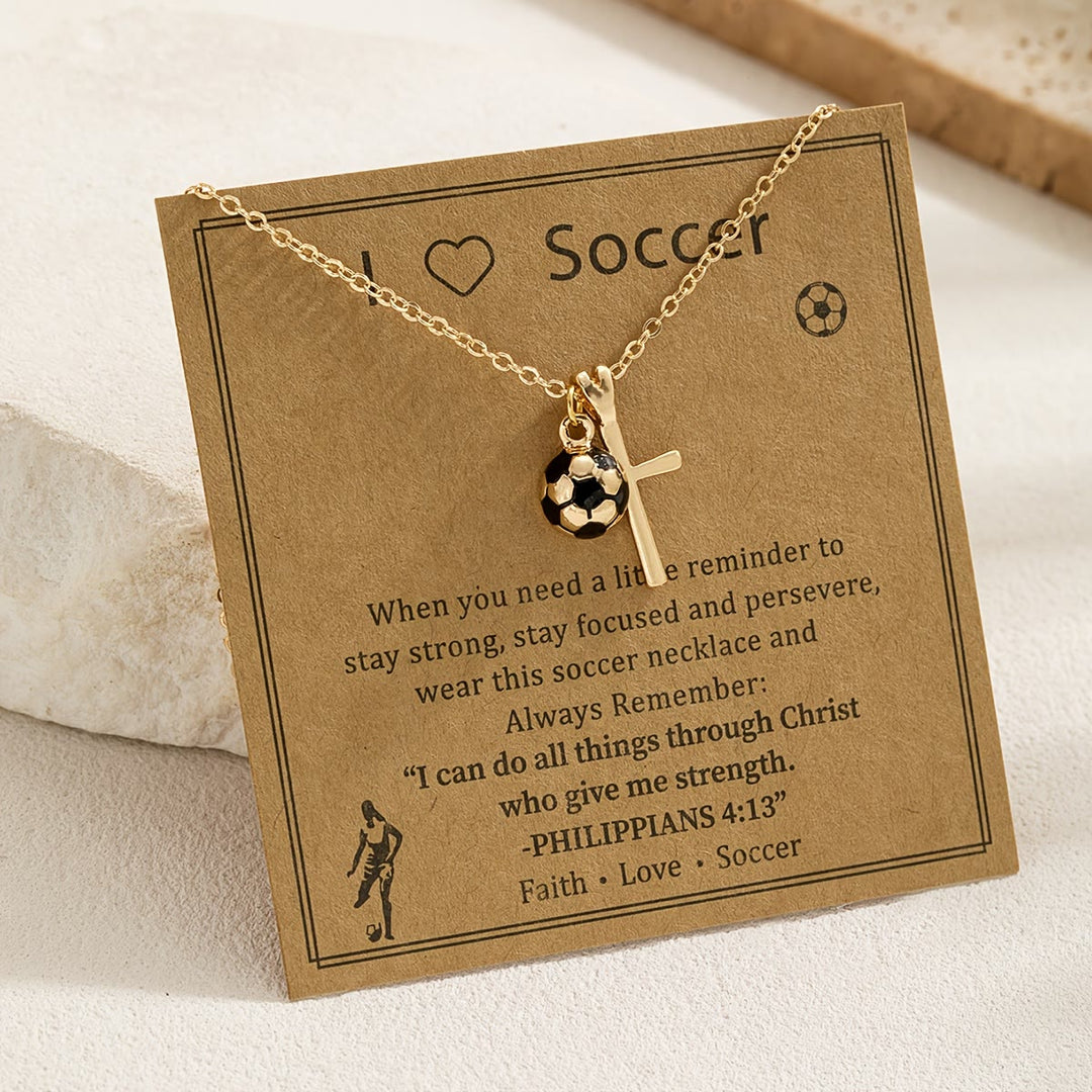 Christianartworkshop Sportball- und Kreuzanhänger mit dem Bibelvers Philipper 4,13: Ein Symbol für Glauben und sportliche Stärke - Fußball - image 6