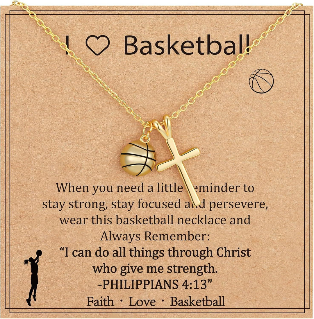 Christianartworkshop Sportball- und Kreuzanhänger mit dem Bibelvers Philipper 4,13: Ein Symbol für Glauben und sportliche Stärke - Basketball - image 3