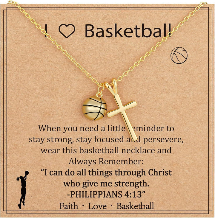 Christianartworkshop Sportball- und Kreuzanhänger mit dem Bibelvers Philipper 4,13: Ein Symbol für Glauben und sportliche Stärke - Basketball - image 3