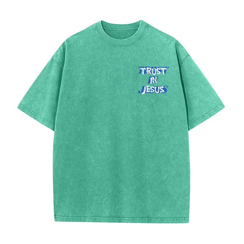 Christianartworkshop Vertraue auf Jesus, Psalm 37,5 – Vorder- und Rückseite bedrucktes, gewaschenes Unisex-T-Shirt - image 11