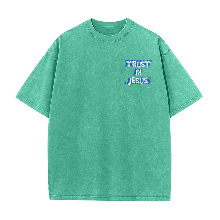 Christianartworkshop Vertraue auf Jesus, Psalm 37,5 – Vorder- und Rückseite bedrucktes, gewaschenes Unisex-T-Shirt - image 11