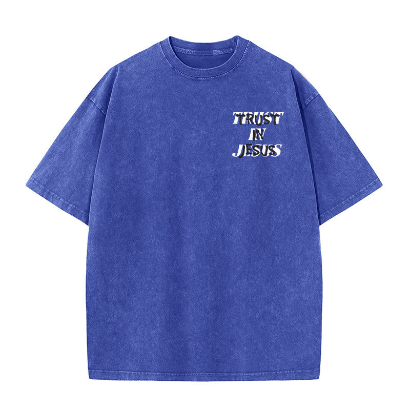 Christianartworkshop Vertraue auf Jesus, Psalm 37,5 – Vorder- und Rückseite bedrucktes, gewaschenes Unisex-T-Shirt - image 23