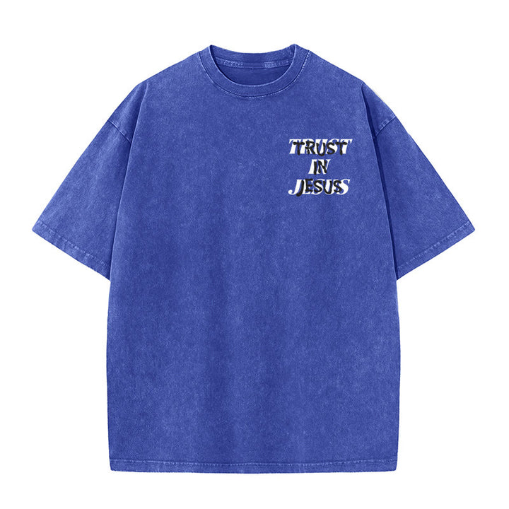 Christianartworkshop Vertraue auf Jesus, Psalm 37,5 – Vorder- und Rückseite bedrucktes, gewaschenes Unisex-T-Shirt - image 23