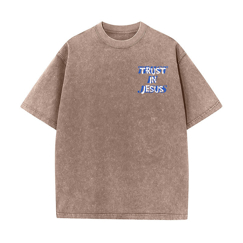 Christianartworkshop Vertraue auf Jesus, Psalm 37,5 – Vorder- und Rückseite bedrucktes, gewaschenes Unisex-T-Shirt - image 14
