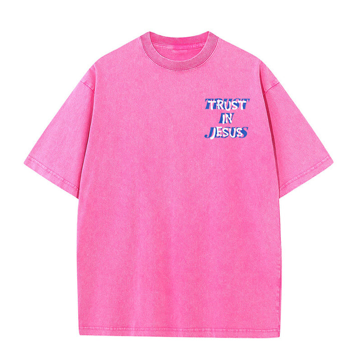Christianartworkshop Vertraue auf Jesus, Psalm 37,5 – Vorder- und Rückseite bedrucktes, gewaschenes Unisex-T-Shirt - image 17