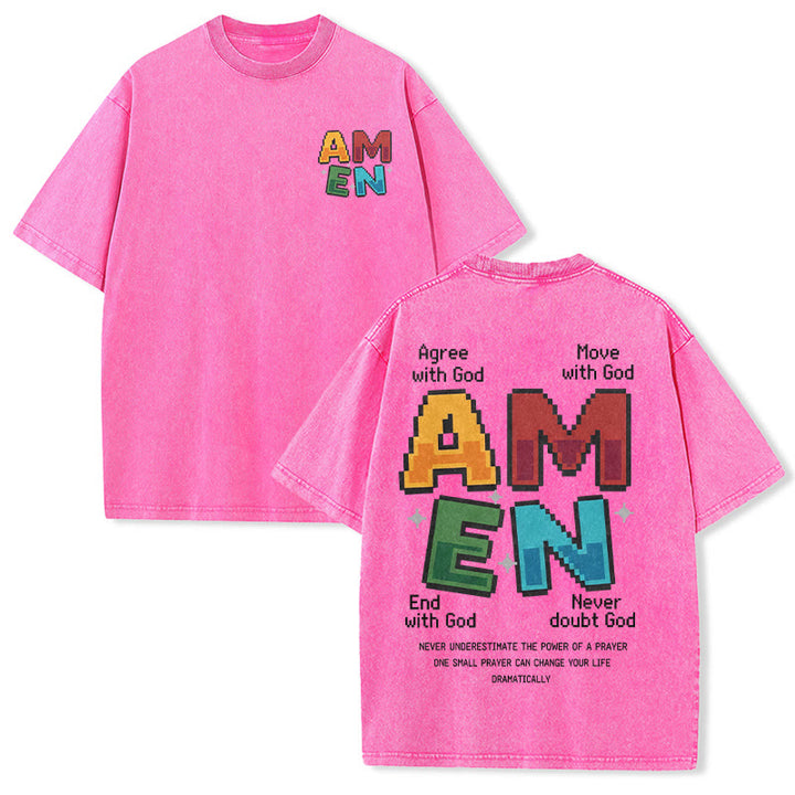Christianartworkshop Amen Pixel Art Agree Move End Never Akronym Vorder- und Rückseite Druck Waschtes T-Shirt - Rosa - 5XL - image 15