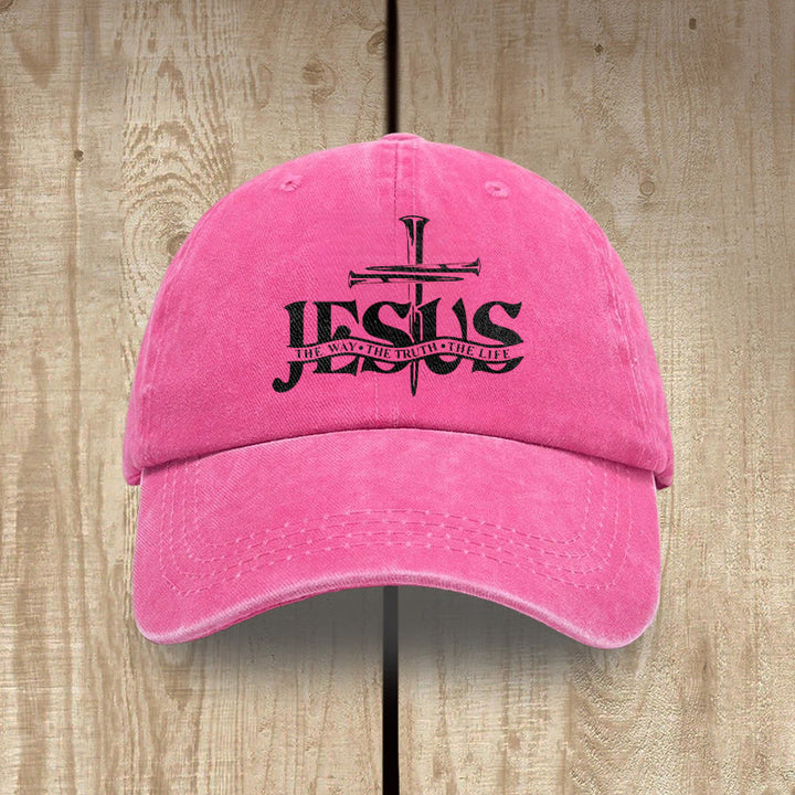 Christianartworkshop Jesus – Der Weg, die Wahrheit, das Leben – Bestickte Baseballkappe mit Nagelkreuzmotiv - Rose - image 16