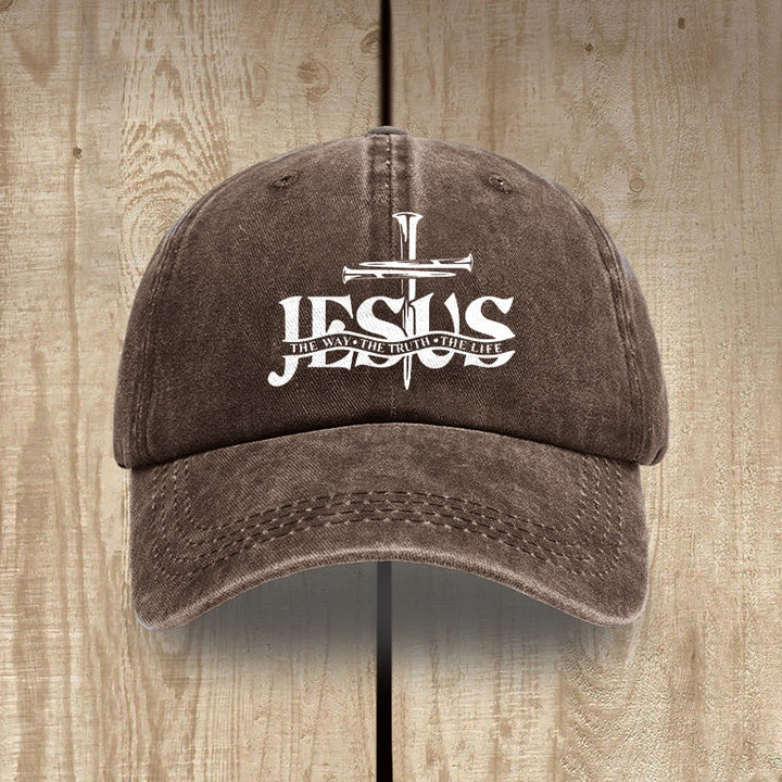 Christianartworkshop Jesus – Der Weg, die Wahrheit, das Leben – Bestickte Baseballkappe mit Nagelkreuzmotiv - Kaffee - image 14