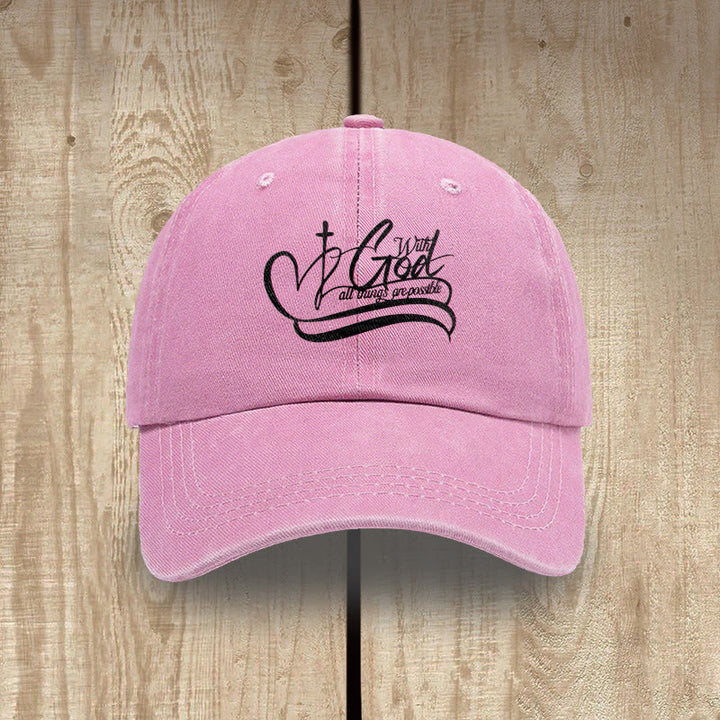 Christianartworkshop Mit Gott ist alles möglich – Baseballkappe mit Herz-Kreuz-Schriftzug - Rosa - image 7