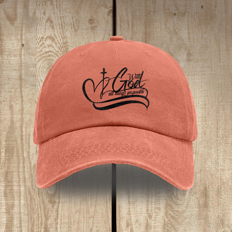 Christianartworkshop Mit Gott ist alles möglich – Baseballkappe mit Herz-Kreuz-Schriftzug - Orange - image 13