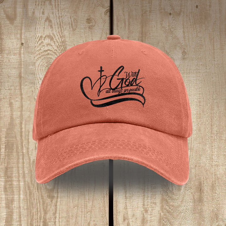 Christianartworkshop Mit Gott ist alles möglich – Baseballkappe mit Herz-Kreuz-Schriftzug - Orange - image 13