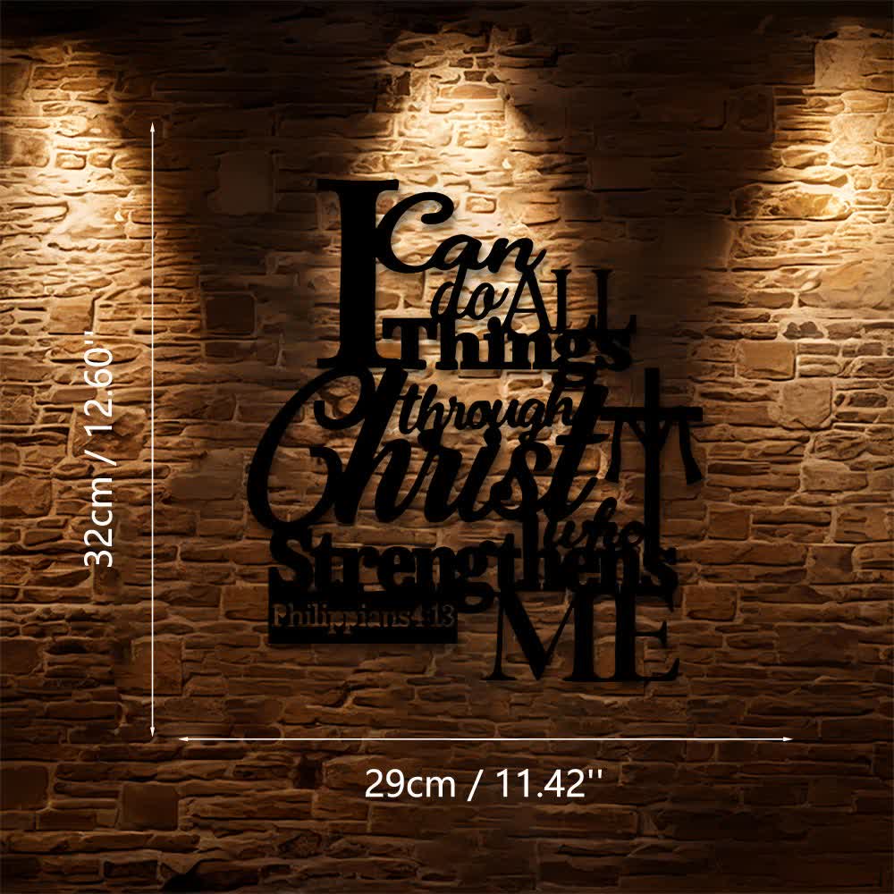 Christianartworkshop Wanddeko aus Metall „Durch Christus, der mich stärkt“: Inspiriert von Philipper 4,13 - 11,42''*12,60''*0,04"/29*32*0,1cm - image 7