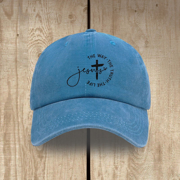 Christianartworkshop Jesus – Der Weg, die Wahrheit, das Leben – Kreuzkreis-Schriftzug – Baseballkappe - Blau - image 8