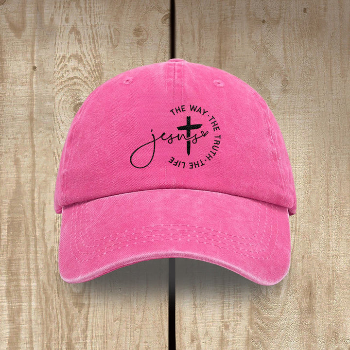 Christianartworkshop Jesus – Der Weg, die Wahrheit, das Leben – Kreuzkreis-Schriftzug – Baseballkappe - Rose - image 16
